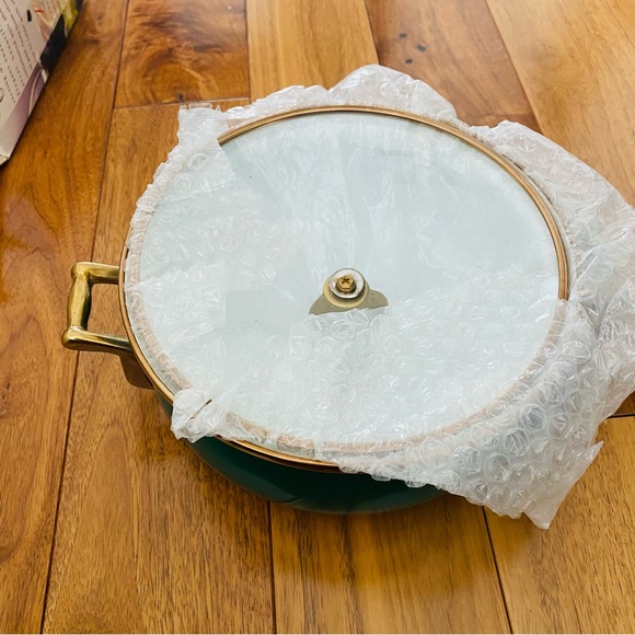 Vintage Verde Oro 2-qt enamel pot Green New In Box - Picture 3 of 12